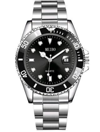 Reloj MEIBO Cuarzo Negro y Plateado