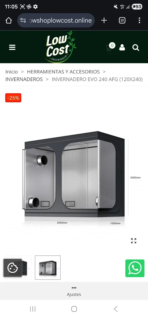 Armario de cultivo con focos