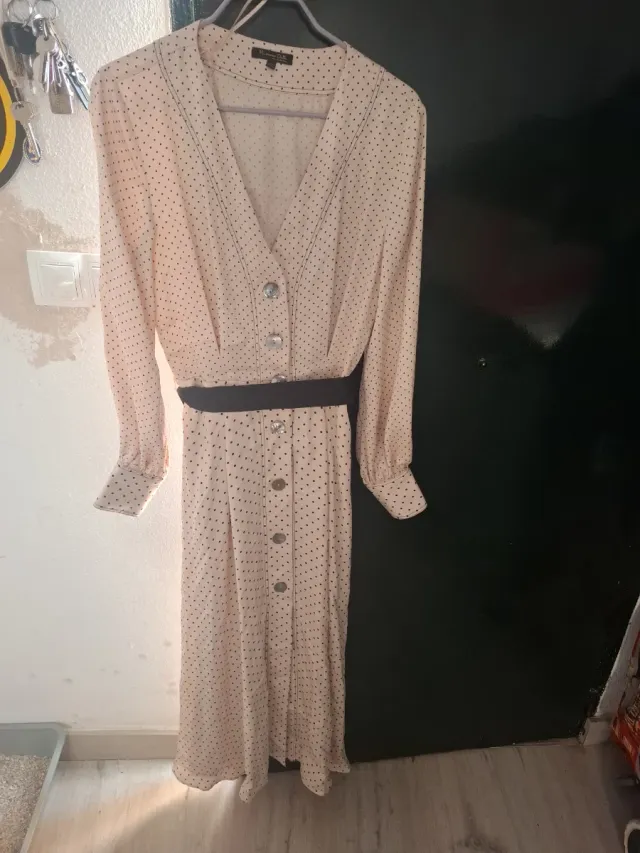 Vestido Massimo Dutti lunares rosa palo clarito