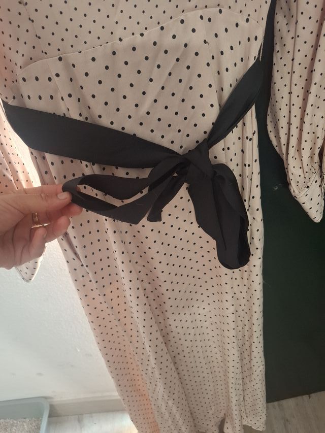 Vestido Massimo Dutti lunares rosa palo clarito