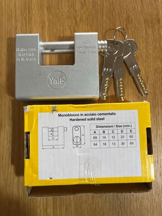 Lucchetto Yale Monoblocco Acciaio Cementato
