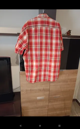Camisa cuadros naranja y roja hombre