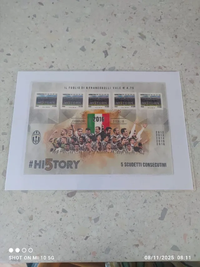 Francobolli Juventus 5 Scudetti Storici