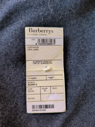 Bufanda Burberrys Lana Gris Vintage