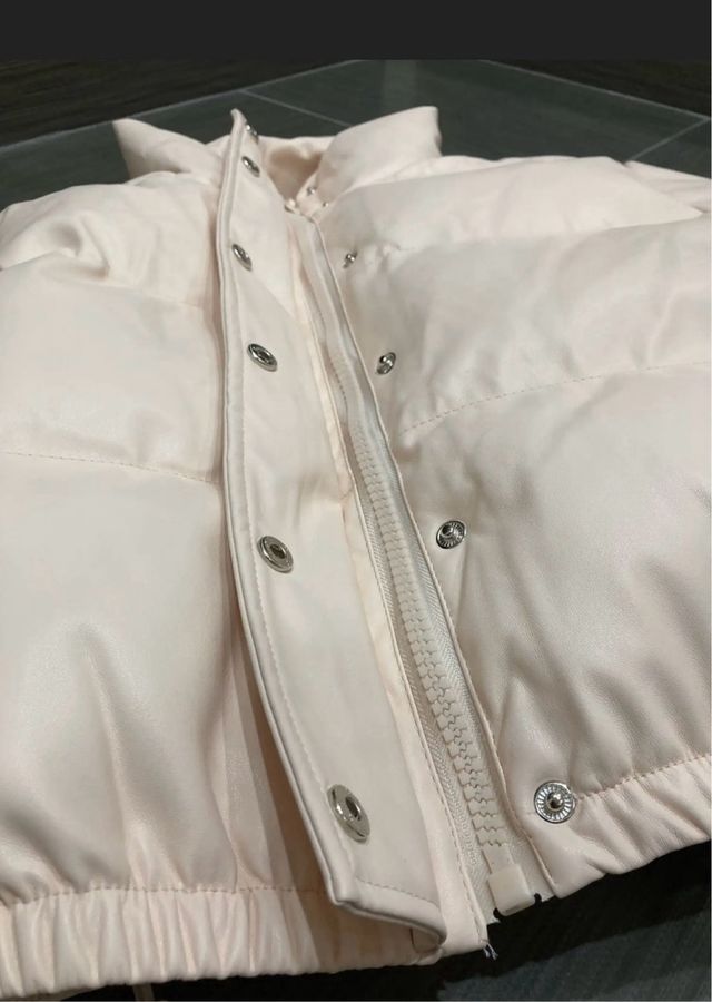 Chaqueta bomber piel ecológica beige talla s-m