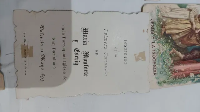 Estampitas religiosas antiguas 1893