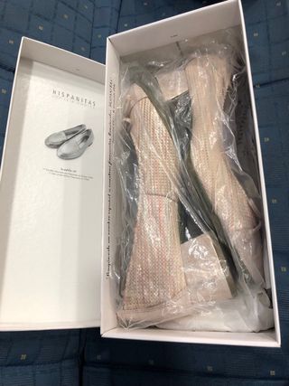 Bailarinas Hispanitas tacón bajo beige/dorado