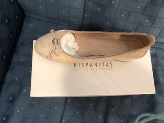 Bailarinas Hispanitas tacón bajo beige/dorado