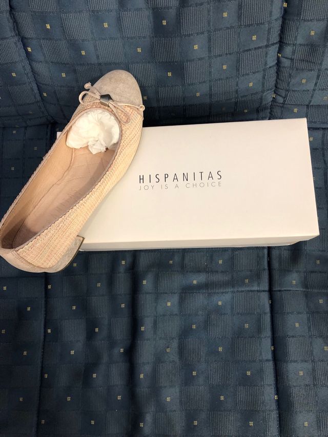 Bailarinas Hispanitas tacón bajo beige/dorado