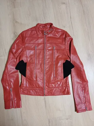 Chaqueta de cuero roja XS