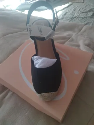 Sandalias de cuña cáñamo negras talla 38