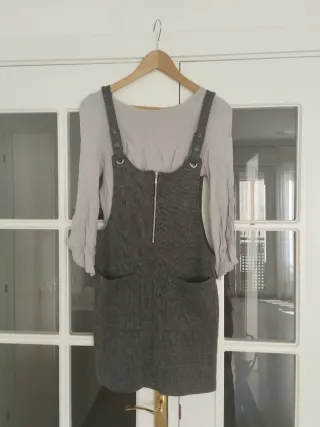 Conjunto Noon: peto y blusa gris
