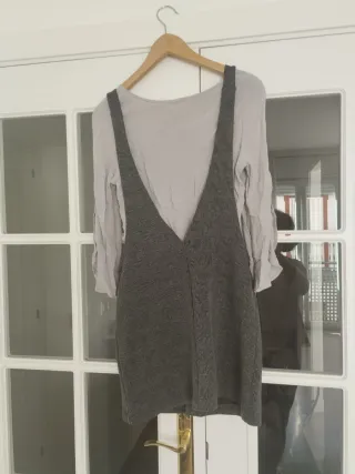 Conjunto Noon: peto y blusa gris