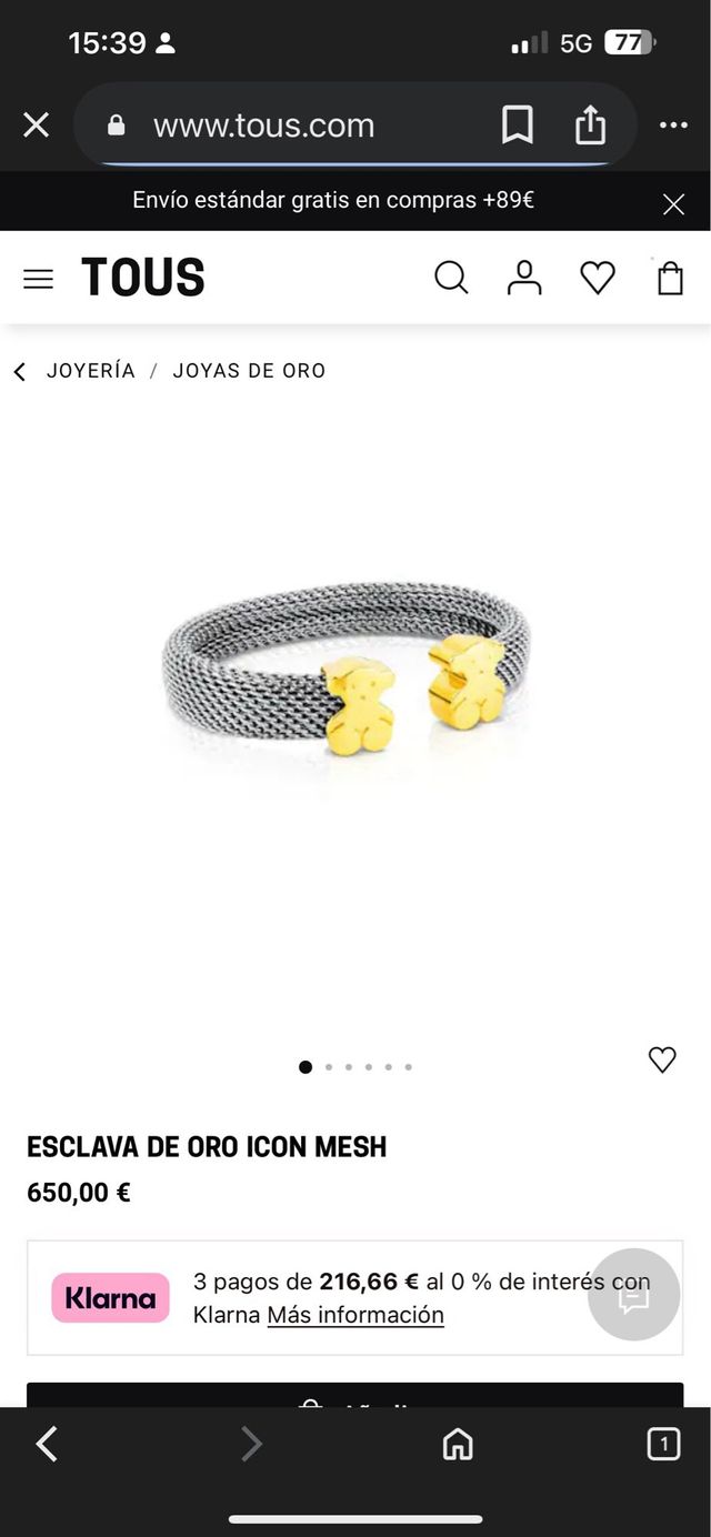 Conjunto Tous: Pulsera y Anillo Oso oro