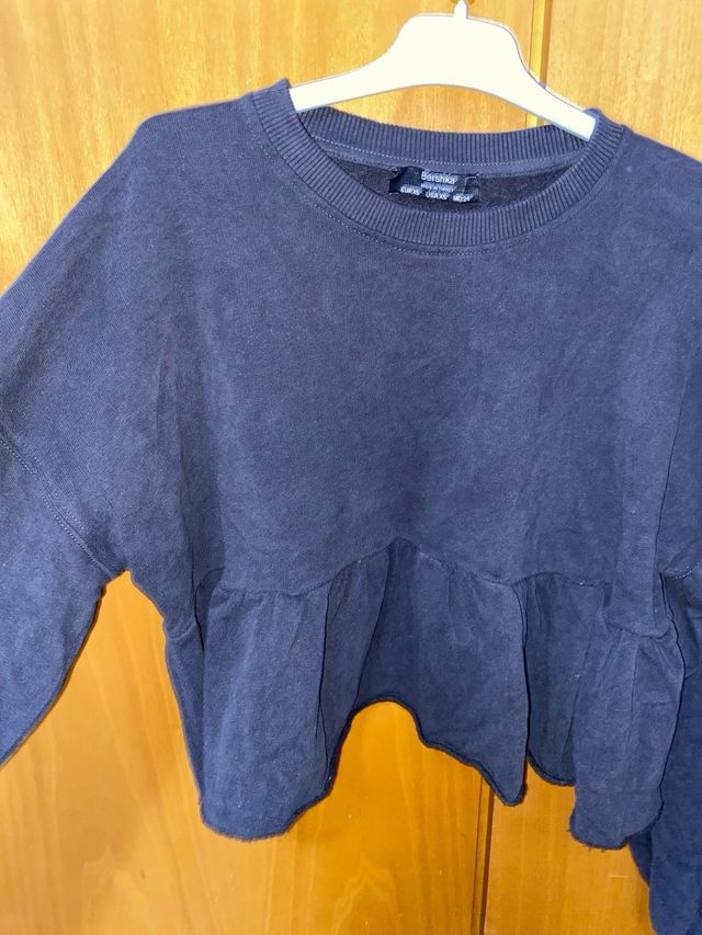 Sudadera Bershka afelpada gris XS