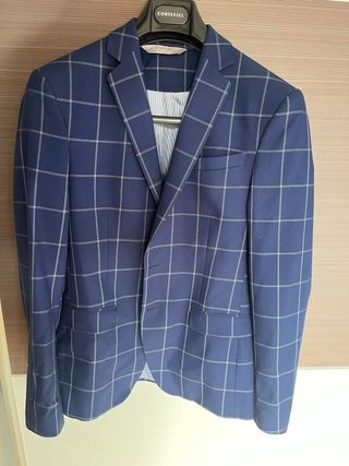 Traje de hombre Zara cuadros azul