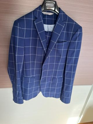 Traje de hombre Zara cuadros azul
