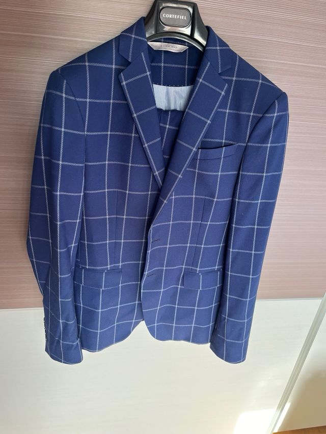 Traje de hombre Zara cuadros azul