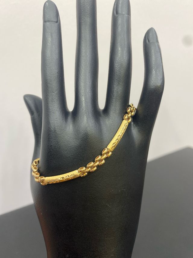 Pulsera Oro 18k Eslabón Trenzado Plaquitas