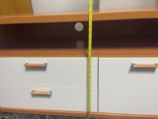 Mueble TV comedor blanco y roble