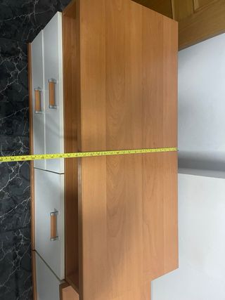 Mueble TV comedor blanco y roble