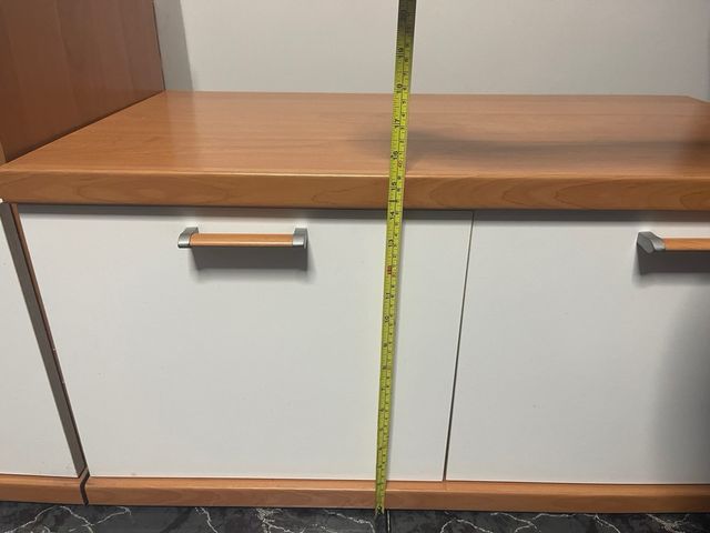 Mueble TV comedor blanco y roble