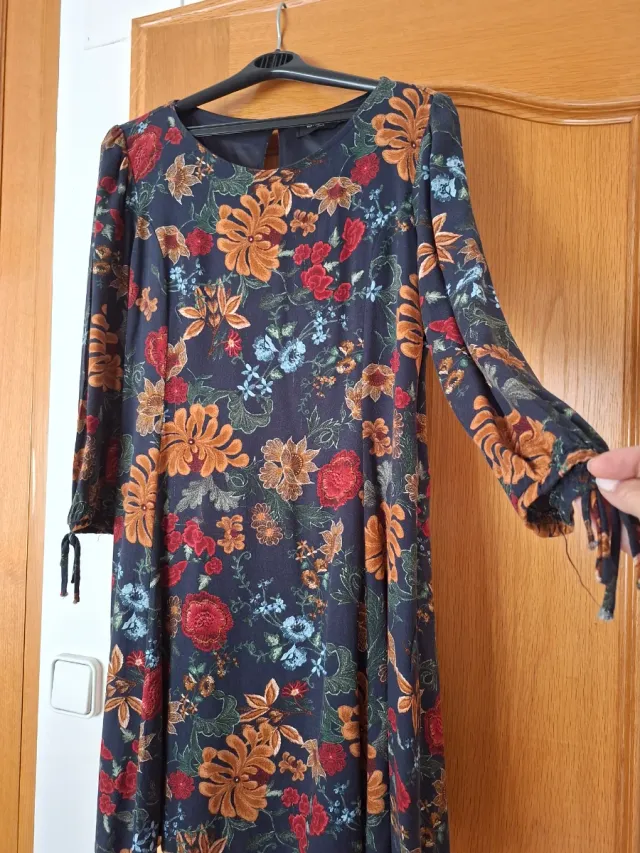 Vestido estampado floral manga larga