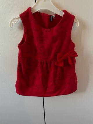 Vestito rosso bambina con fiocco, motivo in riliev