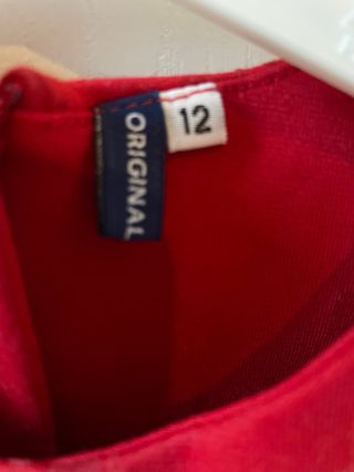 Vestito rosso bambina con fiocco, motivo in riliev