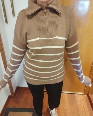 Jersey Talla M/L Rayas Marrón y Blanco