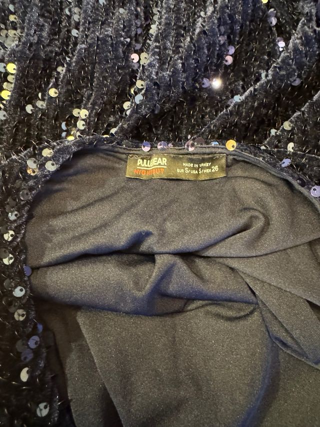 Vestido fiesta lentejuelas negro/plata