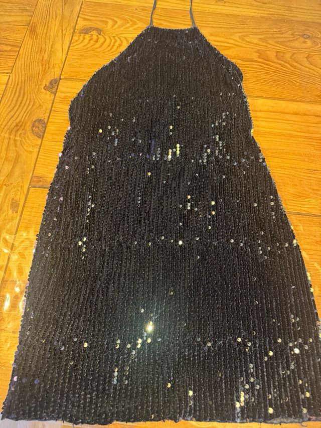 Vestido fiesta lentejuelas negro/plata