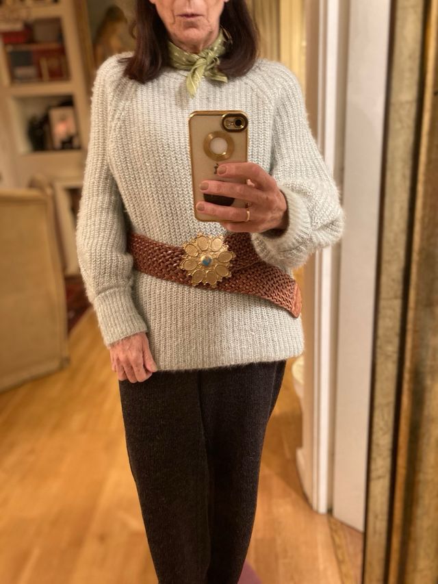 Cinturón Cuero Trenzado Hebilla Dorada