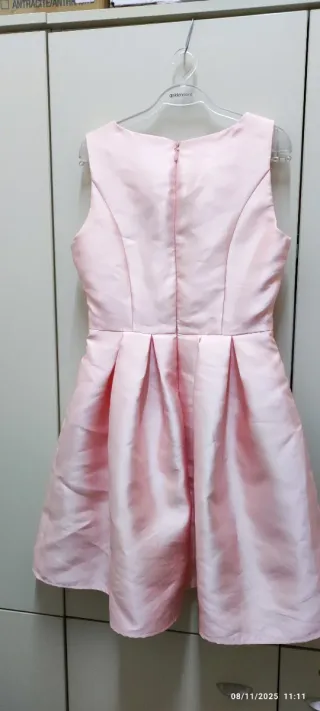 Abito da cerimonia rosa con fiocco