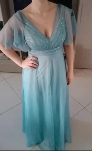 Abito lungo tulle e paillettes