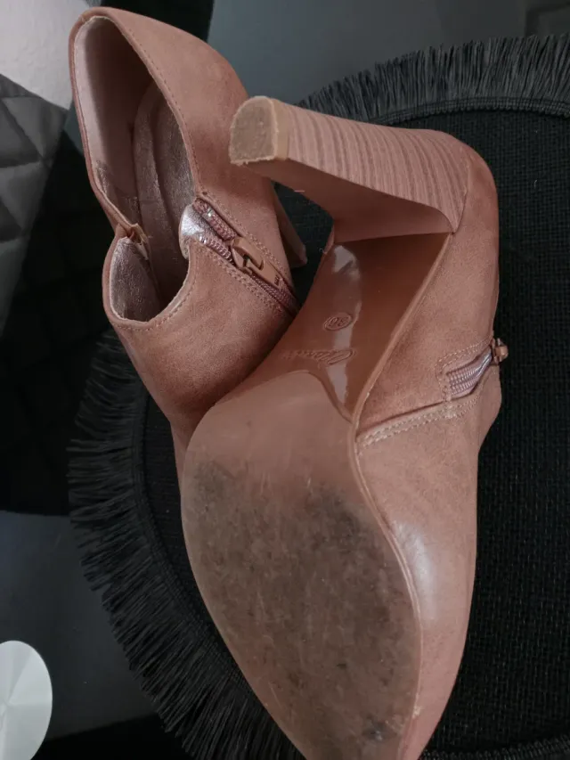 Botines tacón alto beige/marrón