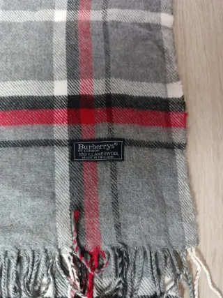 Bufanda Burberry Cuadros Gris Roja Vintage