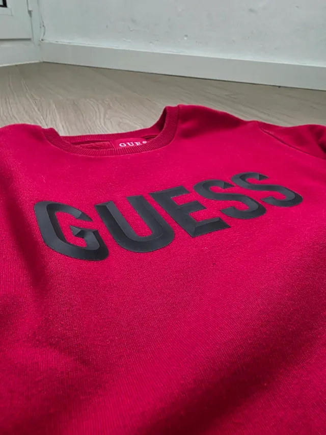 Sudadera Guess Roja Talla L Letras 3D