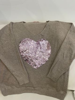 Jersey corazón lentejuelas Talla S/M