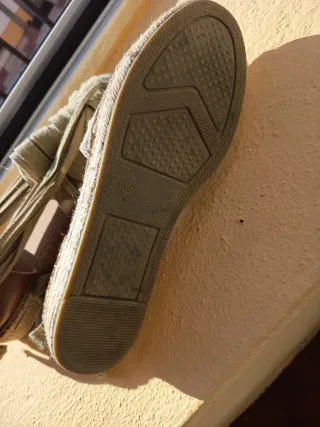 Zapatillas esparto mujer cordones beige/verde