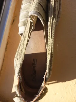 Zapatillas esparto mujer cordones beige/verde