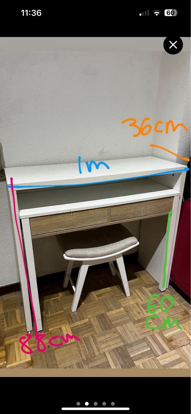 Escritorio consola extensible madera y metal