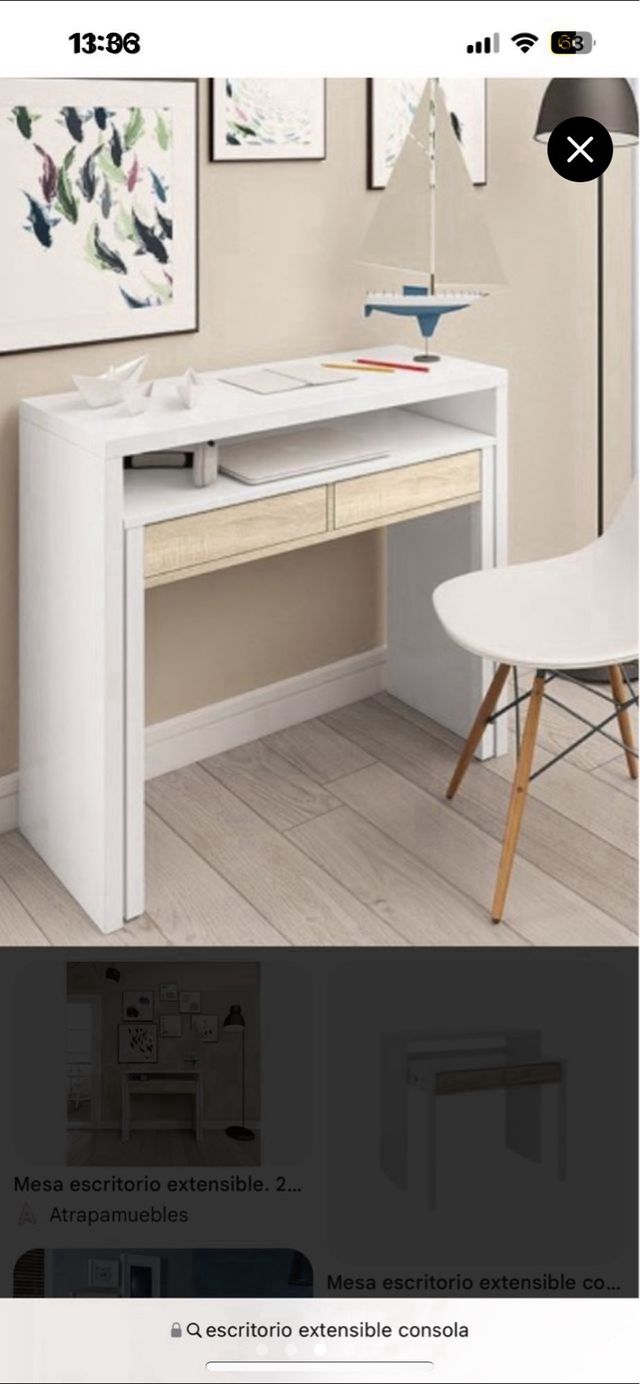 Escritorio consola extensible madera y metal