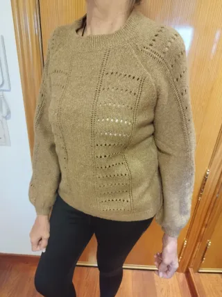 Jersey marrón punto calado talla L