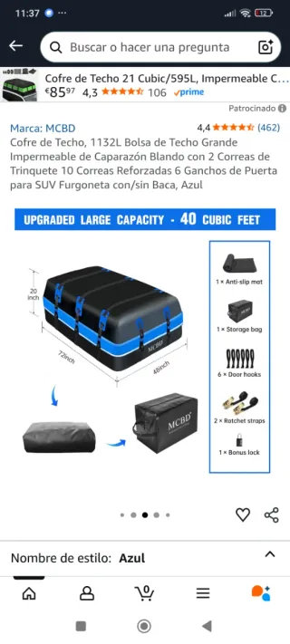 Cofre de Techo 1132L Azul NUEVO¡¡¡