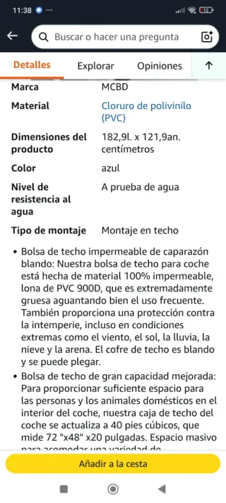 Cofre de Techo 1132L Azul NUEVO¡¡¡