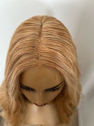 Peluca 100% Natural Ondulada Rubia sin pegamento