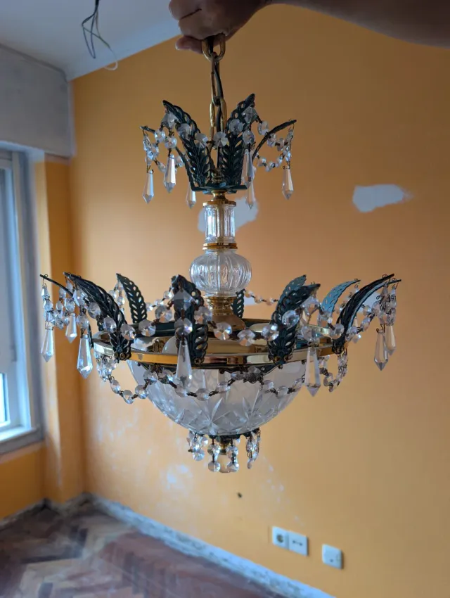 Lámpara de techo de cristal y metal