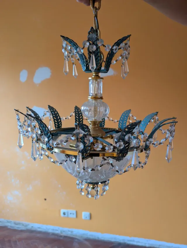 Lámpara de techo de cristal y metal