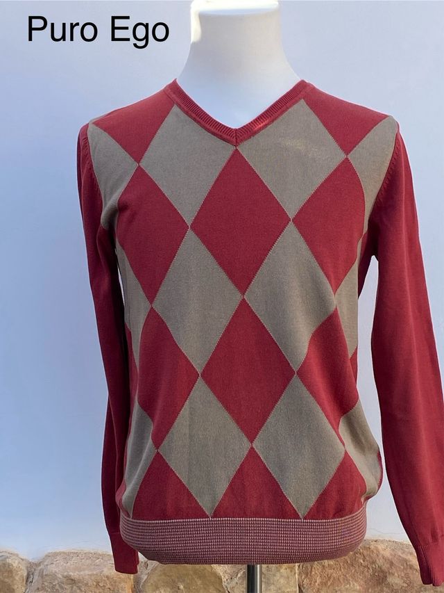 Jersey Puro Ego Rombo Rojo y Beige